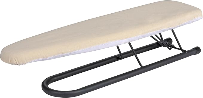 Household Essentials Accessory Sleeve Ironing Board, Plastic top, Foam Pad and Natural Cotton Cover, Heat-Resistant, Compact and Easy to Use, Matte Black Frame