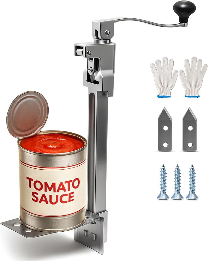 Commercial Can Opener Heavy Duty, Manual Tabletop Can Opener with 2 Blades | Industrial Can Opener Fits Big 10 Cans Up to 11" Tall, Plated Steel Base, for Restaurants Hotels Bars Kitchens