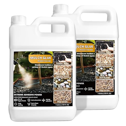 Mulch Glue for Landscaping,Rock Glue,Non-Toxic Mulch Anchor Binder,Long-Lasting Landscape Binder for Landscaping Pea Gravel,Wood Chips& More,for Paths,Patios&Garden Borders (2 Gallons)