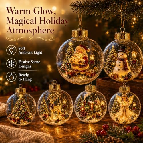 Glowing Christmas Story Ornament, Light Up Clear Ball for Christmas Tree