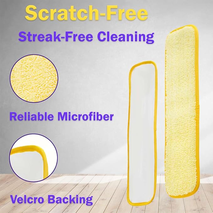 Washable Microfiber Mop Pad Refill, 12 Pack 24 inch Flat Mop Pads, Commercial Reusable Mop Pads for Wet and Dry Cleaning, Squeeze Cleaning Mop Heads Replacement