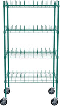 PRO&Family 24" x 48" Mobile Green Epoxy 4-Tier Commercial Drying Rack with Casters – Heavy Duty Wire Shelving for Dish Drying, Kitchen Storage & Food Service Use (3" Slots)