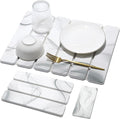 Small Stone Dish Drying Mat for Kitchen Counter, 2 PCS 16"×12" & 8"x4" Quick Dry Stone Mats, Foldable Water Absorbing Diatomaceous Earth Drying Dish Pad for Countertop Bottle Utensil Cup(White Gray)