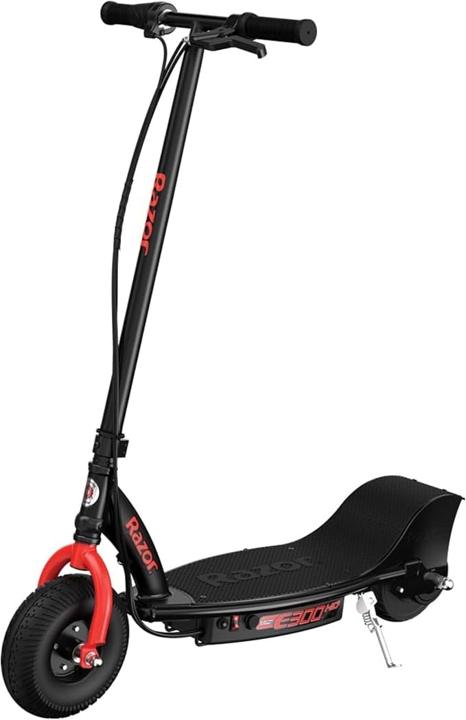 Razor E300 HD Electric Scooter for Teens & Adults - 15 MPH High-Torque Motor, 40 Min Ride Time, 220 lbs Max Weight, 9” Pneumatic Tires, Steel Frame
