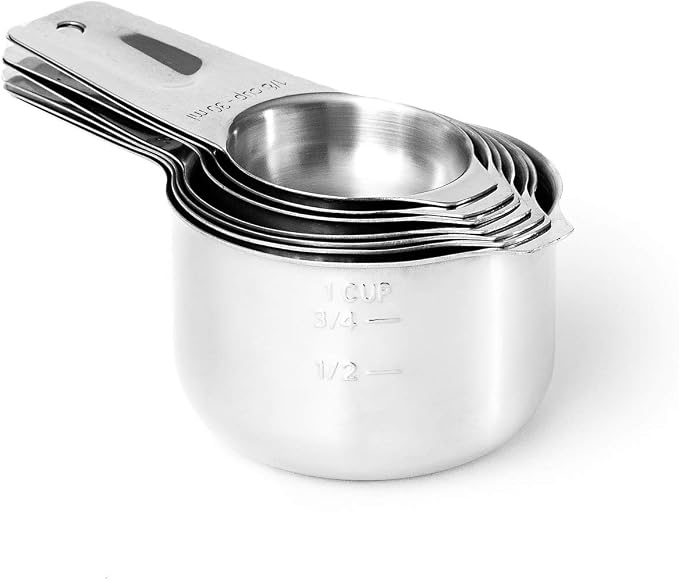 Measuring Cups and Spoons Set by Taza Kitchenware - 13 Piece Stainless Steel Metal Durable Stackable Compact Easy Scoop Cups and Spoons