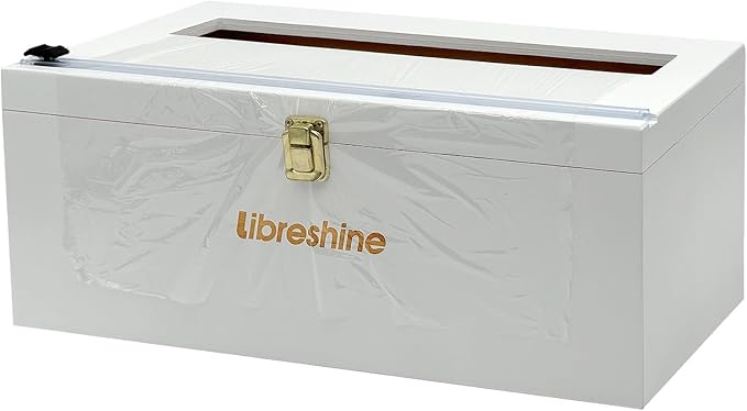 Libreshine White 12 Inch Plastic Wrap Dispenser with Cutter, Commercial Bamboo Holder for Large 3000 Ft Plastic Wrap Rolls and 1000 Ft Foil Rolls, Fits Costco and Kirkland Size Wrap