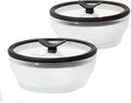 Anyday 2-Pack 2-Cup Glass Food Storage Set (Black Sesame) | Plastic-Free, Frosted Glass Meal Prep Bowls, Stackable Airtight Container, Vented Silicone Lid, Microwave-Safe Reheating