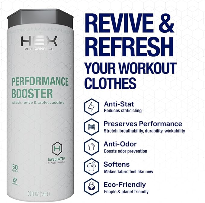HEX Performance Fabric Booster, Unscented, 100 Loads (Pack of 2) – Activewear Fabric Conditioner Alternative for Softness, Stretch & Odor Control, Sensitive Skin Safe, HE Compatible, Eco-Friendly