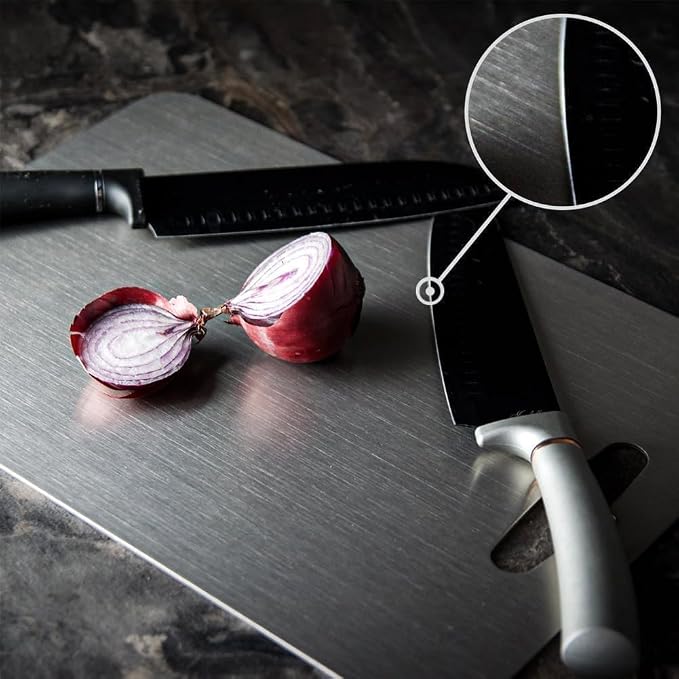 Stainless Steel Cutting Board Set of 3,Non Toxic Cutting Boards for Kitchen | Metal Cutting Board Dishwasher Safe and Hygienic Heavy Duty Chopping Board for Meat Vegetable Fruit(15"x 11",13"x 9",10"x 6")