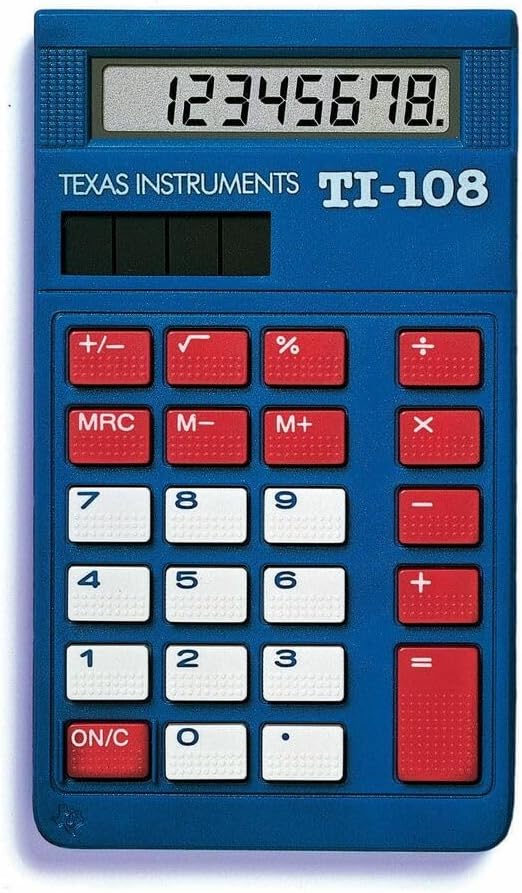Texas Instruments TI-108 (108/TKT/1L1/C) Simple Calculator - 8 Character(s) - LCD - Solar Powered - Pack of 10