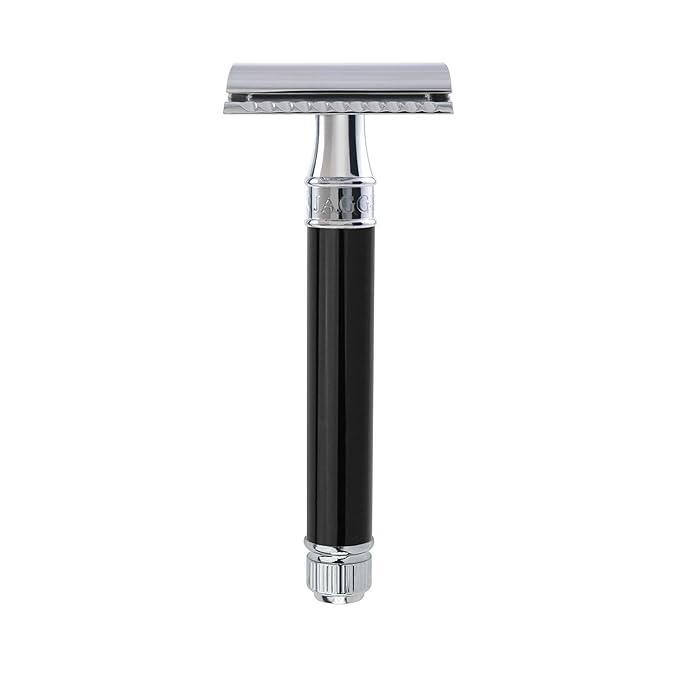 Edwin Jagger DE86 Classic Double Edge Manual Eco-Friendly and Reusable Safety Razor for Men and Women for Shaving Cream or Soap Fits All DE Razor Blades (Imitation Ebony)
