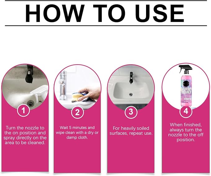 Quatrel Gefanly Bathroom Cleaner, Gefanly Powerful Pink Bathroom Cleaner Spray, All Purpose Bathrooms Descaler Foam Cleaners, Gentle Formula, for Tub Floor Tile,Showers,Bathtubs, Glass Surfaces