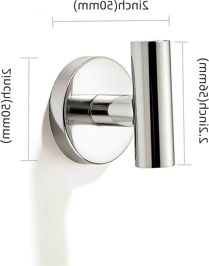 Wall Mounted Bathroom Towel Hooks for Hanging Clothes,Hat,5 Pack Polished Nickel Coat Hook Robe Hooks.Suitable for Hotels and bathrooms.