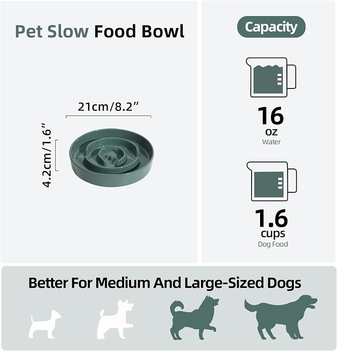 Havniva Dog Bowls Slow Feeder, Ceramic Slow Feeder Dog Bowls for Fast Eater | 1.6 Cups Dog Food Bowl Puzzle Feeder, Slow Feeding Bowls for Medium Breed, Non-Slip Base, Anti-Choking