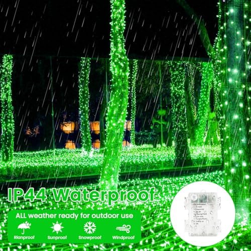 2 Pack 200 LED St. Patrick's Day String Lights Battery Operated with Timer
