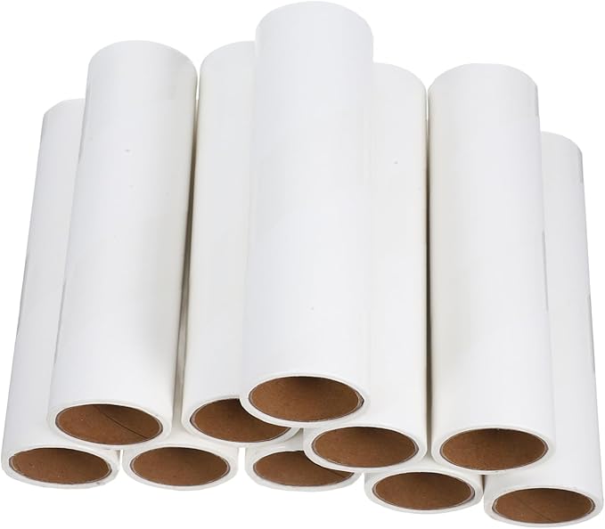 PartyKindom 38mm Inner Diameter 50mm Lint Roller Refills 10 Extra Sticky Adhesive Rolls for PET Hair and Clothing 16cm White Lint Roller for Upholstery and Bedding Cleaning