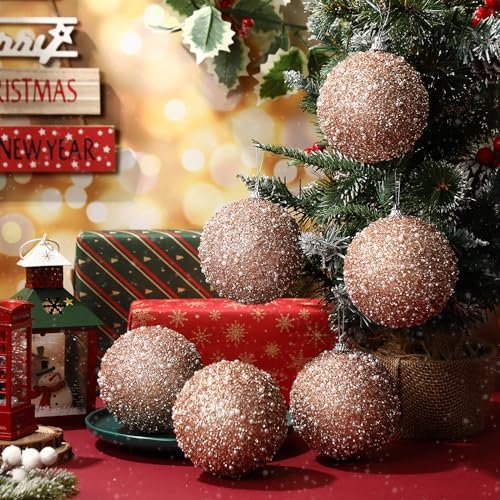 Lyrow 24 Pcs 4" Christmas Ball, Rose Gold
