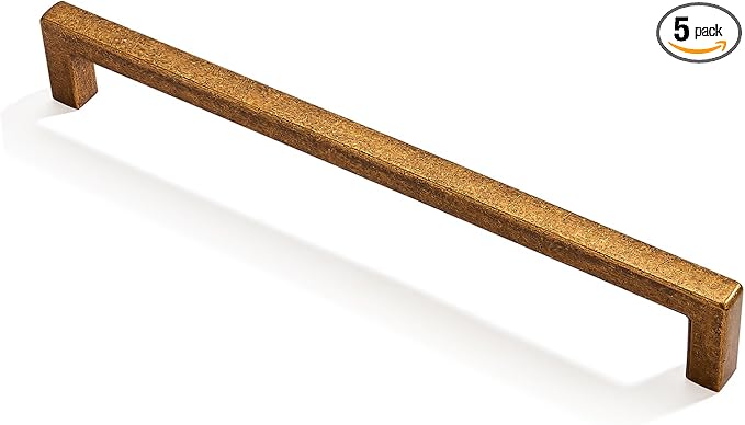khtumeware 5 Pack 12 inch(305mm) Hole Center Antique Brass Cabinet Pulls Solid Heavy-Duty Square Cabinet Handles Drawer Pulls Kitchen Cabinet Hardware Kitchen Handle