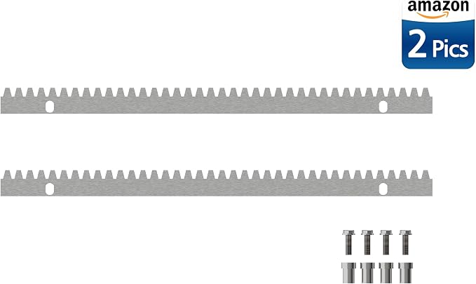 Blütezeit Galvanized Steel Gear Rack 8mm Thickness 1.64ft 2 Pieces Including Mounting Hardware Total 3.28 Feet Teeth Track for Sliding Gate Operator