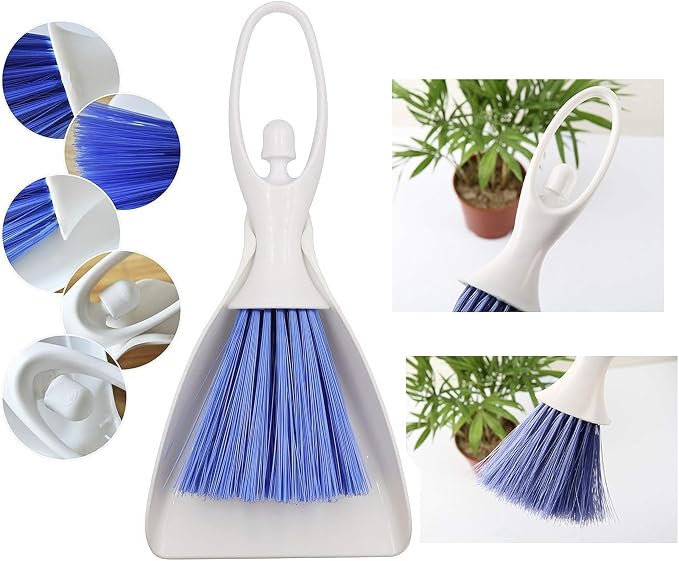 2 in 1 Mini Dust Pan and Brush Set Small Broom and Dustpan for Office, Keyboard, PC, Window, Car Cleaning - Mini Hand Broom - Compact Cleaning Tool for Efficient, Quick Cleanup