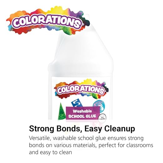 Colorations Washable White Glue - 1 Gallon, Dries Clear, Ideal for Crafts, School, Home & Office Use, Non-Toxic, Perfect for Craft Projects & Homeschool | Ideal for Crafts & Slime, School, Home & Office Use, Non-Toxic, Perfect for Craft Projects & Home...