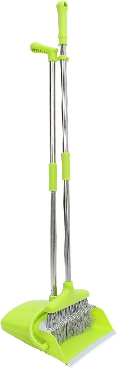 LIFKOME Dust Pan and Broom Set Multi-Function Scraper and Comb for Pet and Human Hair