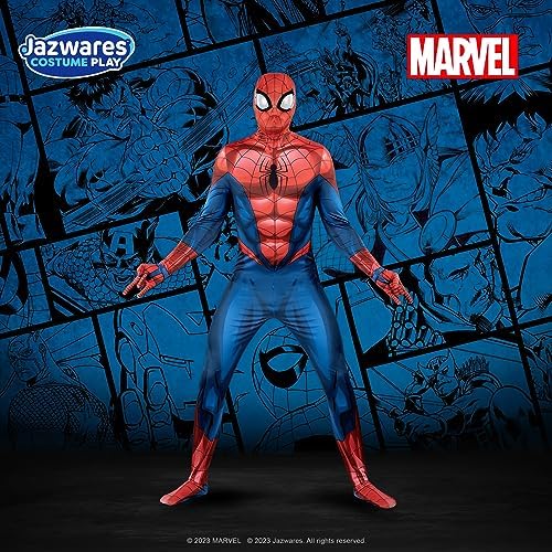 MARVEL Spider-Man Official Adult Deluxe Zentai Halloween Costume - Stretch Spandex with Hidden Zippers and Wrist Slits