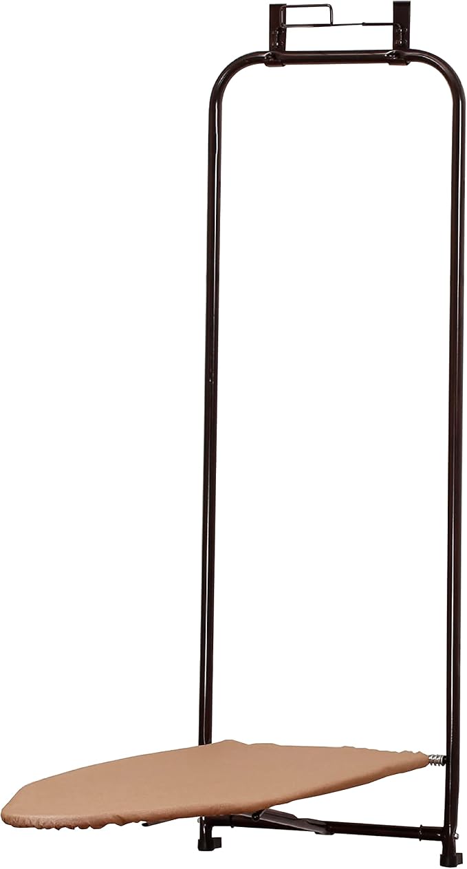 Household Essentials Over‑The‑Door Steel Top Ironing Board with Scorch‑Resistant Cotton Cover, Bronze Color