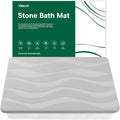 XMarrat Stone Bath Mat, 23.6'' x 15.4'' Super Absorbent Diatomaceous Earth Bath Mat Large, Quick Drying Non-Slip Diatomite Stone Bath Mats for Bathroom, Easy to Clean (Light Gray)