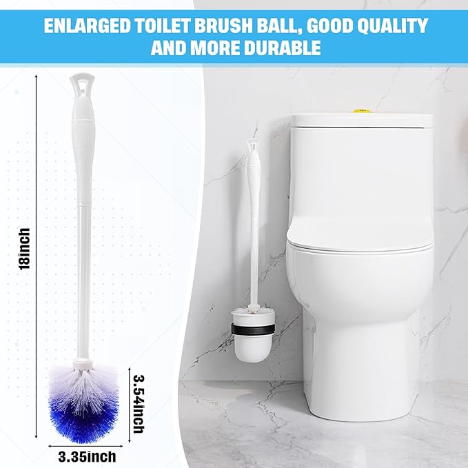 Reallnaive 24 Pcs 18 Inch Toilet Brush Toilet Bowl Cleaner Brush Bathroom Long Plastic Handled Cleaning Scrubber with Hook Hole for Household Bathroom Cleaning Supplies (Round Handle)
