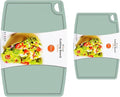 Thick Silicone Cutting Boards for Kitchen Silicone Chopping Boards/Mats Set of 2 Extra Large14.6''x10.43'', Mini 9.1”x7.1” Non-slip Deep Drip Juice Groove, Dishwasher Safe-Light Green