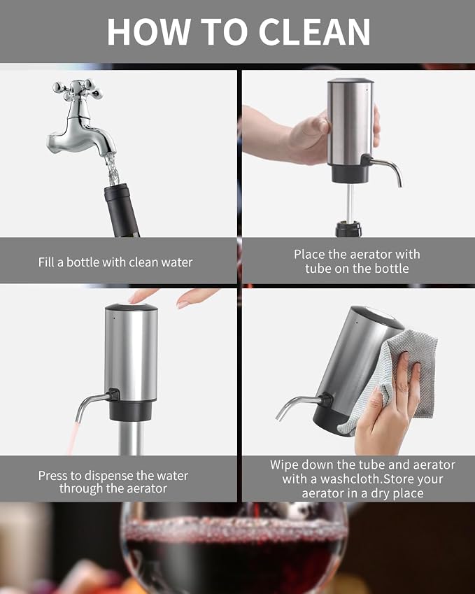 CIRCLE JOY Electric Wine Aerator Pourer Rechargeable One-touch Wine Decanter with Storage Base, Corkscrew and Vacuum Wine Stopper, White Elephant Gifts for Wine Lovers, Silver