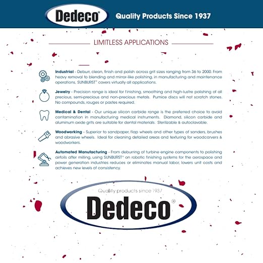 Dedeco Sunburst Radial Bristle Discs 48-Pack - 5/8" Curved - Red 220 Grit (Standard) - Aluminum Oxide for Polishing & Finishing