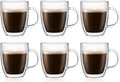 Bodum 10oz Bistro Double Wall Insulated Mug, High-Heat Borosilicate Glass, Set of 6, Clear