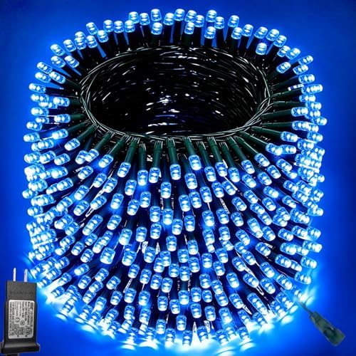 Pooqla 500 LED Blue Christmas Lights Outdoor String Lights, 164 ft