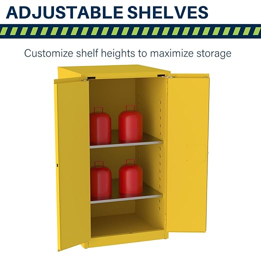 Jamco 60 Gallon Steel Flammable Safety Cabinet, Self-Closing Doors, Yellow | All-Welded Double-Wall Steel Flammable Storage Cabinet, Lockable Doors, 34"W X 34"D X 65"H, Osha & Fm Certified, Made In Usa