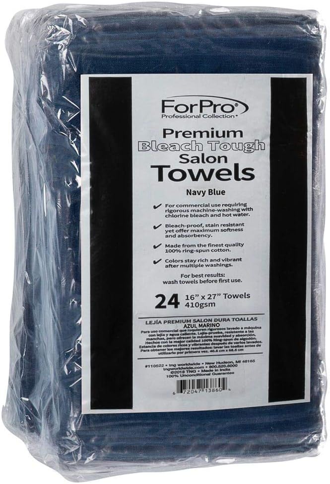 ForPro Bleach Tough Salon Towels, 16Wx27L in, 100% Cotton | for Salon, Spa & Gym Use, Hand Towels, Bleach-Safe Salon Towels, Absorbent Spa Towels, Barber Towels, Salon & Spa Essentials