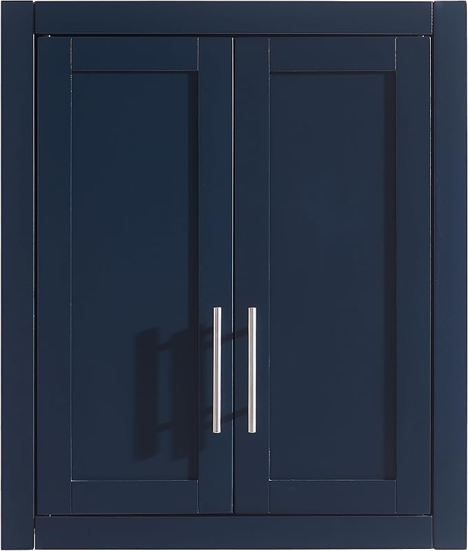 Crosley Furniture Savannah Wall Mounted Bathroom Storage Medicine Cabinet with Shelves, Navy