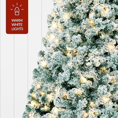 Best Choice Products Pre-Lit Sage Green Christmas Tree, 4.5ft Artificial Flocked Full Fir Tree, Holiday Decoration w/ 200 Lights, 400 Branch Tips