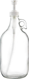 kitchentoolz Half Gallon Glass Laundry Detergent Dispenser with Pump, 64 oz Large Liquid Laundry Soap Dispenser Jug for Fabric Softener, Syrup and Laundry Room Use, Made in USA