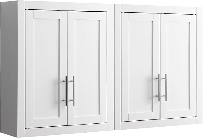Crosley Furniture Savannah 2-Piece Wall Storage Cabinet, Cabinets for Laundry, Bathroom, Kitchen, White