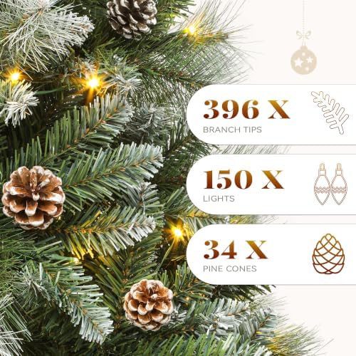 YITAHOME 4.5ft Prelit Christmas Tree w/Pine Cones & Pine Needles & Remote