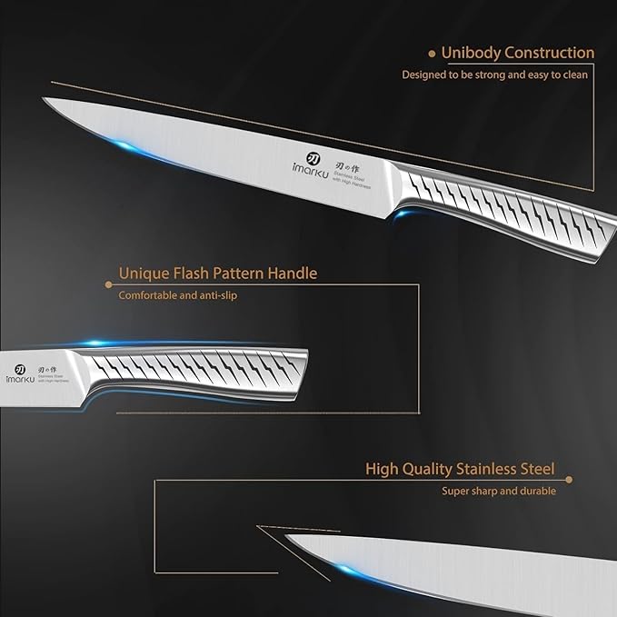 imarku® Knife Set,14-Piece Knife Sets for kitchen with block,Premium One-Piece Kitchen Knife Set with Sharpener,High Carbon Stainless Steel Knives Set for Kitchen,Dishwasher Safe,Black