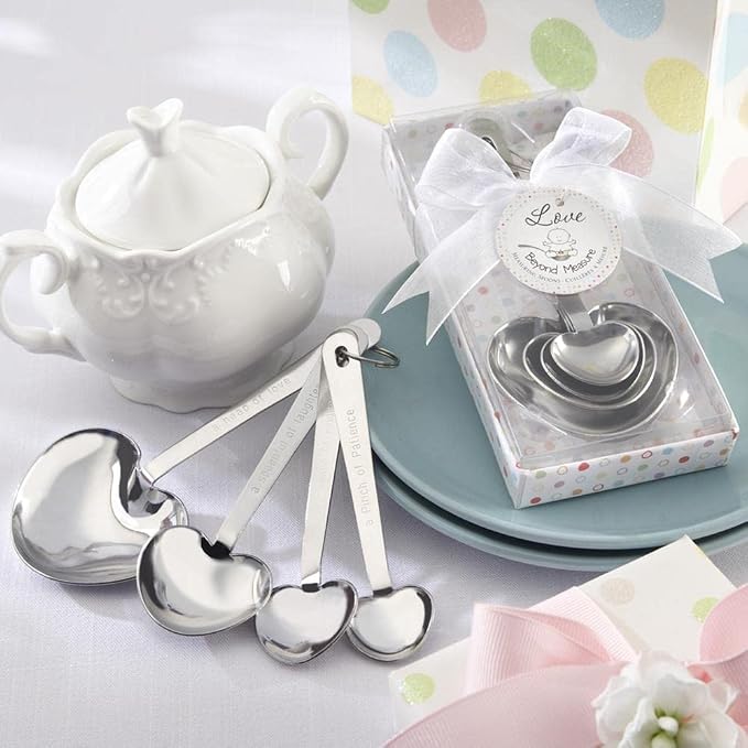 Kate Aspen Love Beyond Measure Heart Shaped Measuring Spoons in Gift Box - Set of 8 - Guest Gift, Party Souvenir Favor or Decorations for Baby Shower