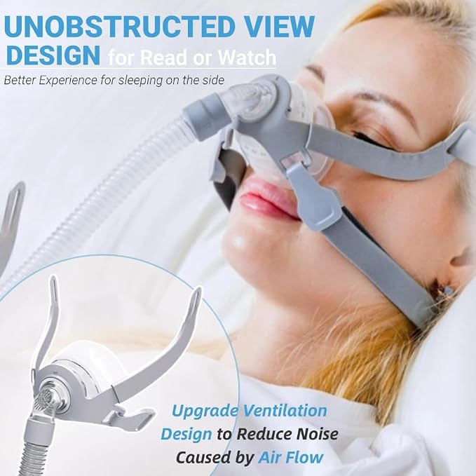 CPAP Mask, Universal CPAP Nasal Sleep Mask Reusable CPAP Supplies, Upgrade Silicone Soft Perfect Sealing CPAP Face Nose Masks with Headgear, Elbow/Swivel, Cushion