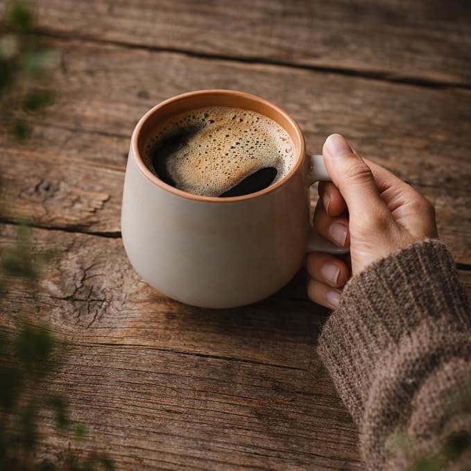 Ava Nord Stoneware Ceramic Coffee Mugs Set of 4 | 12 oz | Sage Ash | Lead-Free, Non-Toxic, Freezer - Microwave & Dishwasher Safe, Comfortable Handle, Aesthetic Nordic Design for Cappuccino