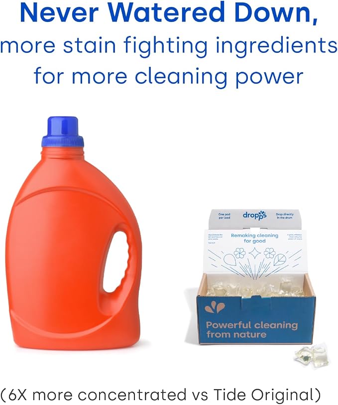 Dropps Odor & Stain Laundry Detergent Pods, Orange Blossom (140 Count) - Powerful Laundry Pods | Complete Clean Laundry Soap | Fights Odors & Stains | Clean Ingredients | Plastic Free Packaging