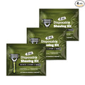 Travel Shaving Kit with Razor, Shaving Cream, Washcloth and Aftershave Wipe, Men's Disposable Grooming Pack (Green) (3)