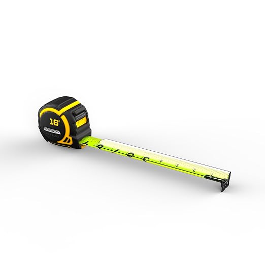 Komelon 16-Ft Contractor TS Wide blade Tape Measure with Backside Printing, Manual Lock, Long Standout (93416)