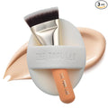 THE TOOL LAB All Day Airy Fitting Duo (Fitting type), Makeup Set with Flat Foundation Brush and Liquid Foundation Puff, Portable Case with 1.1" Flat Brush, Korean Makeup